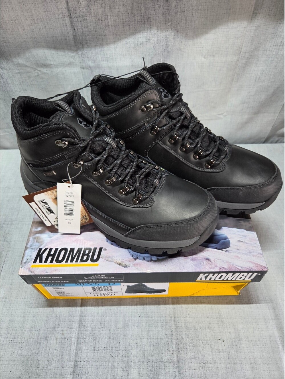 Khombu Summit Men's Black Leather Hiking Boots Size 13